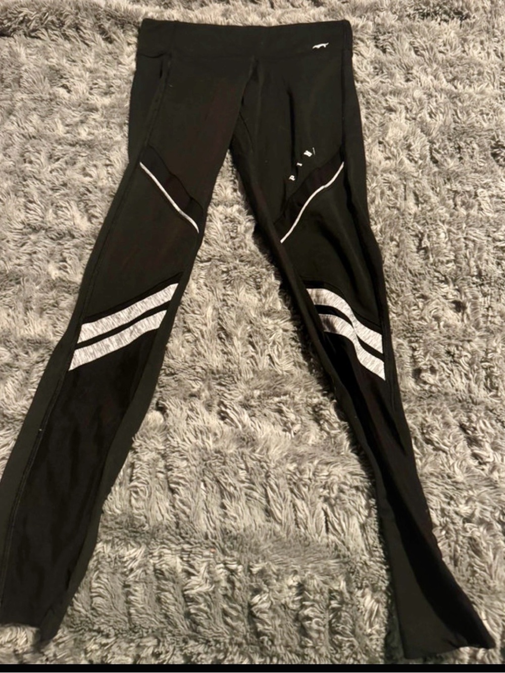 PINK Athletic Black Leggings with Reflective Panels